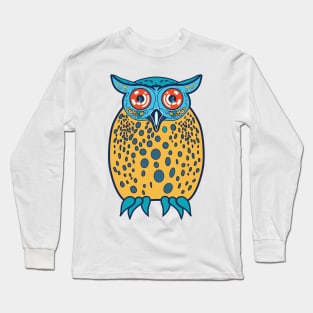 Playful and Friendly night owl in blue and yellow Long Sleeve T-Shirt